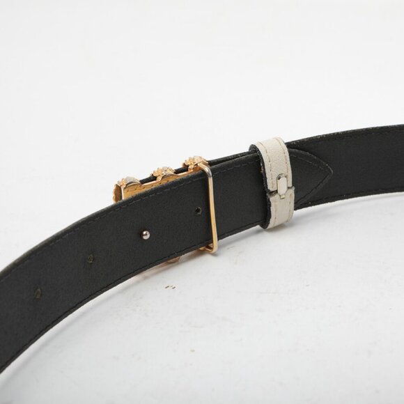 Vintage TILLA Leather Belt White Gold Studded Claw Pin Buckle Italy 80s Retro - Picture 10 of 11